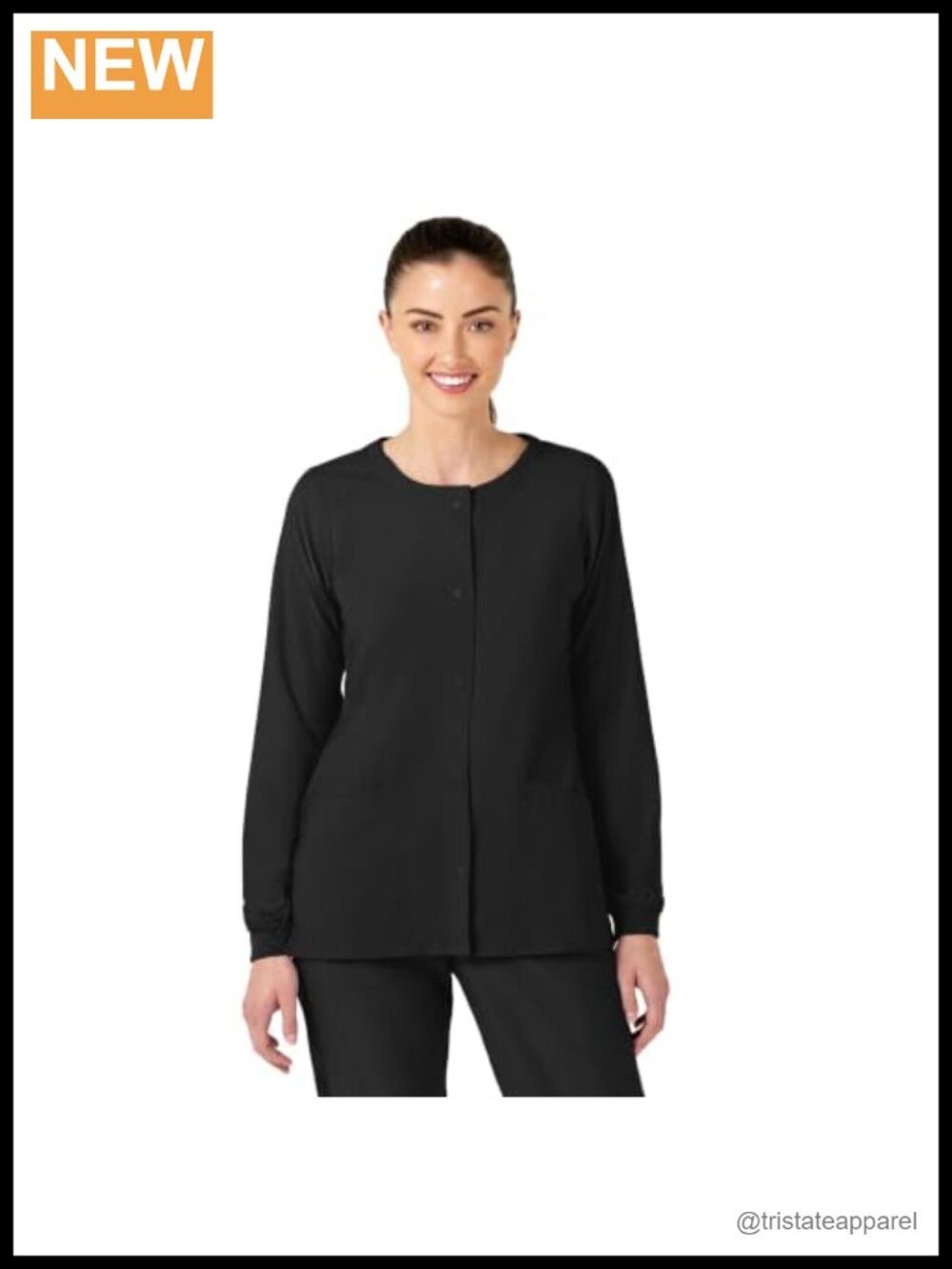 Warm Up Scrub Jacket Crew Neck Medical Workwear 2-Pocket Stretch
